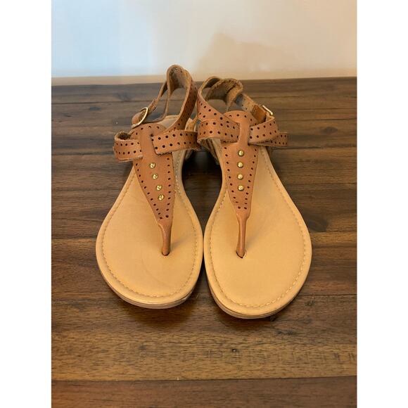 Mila Paoli Brown Leather Sandals Size 8.5 - Picture 1 of 3